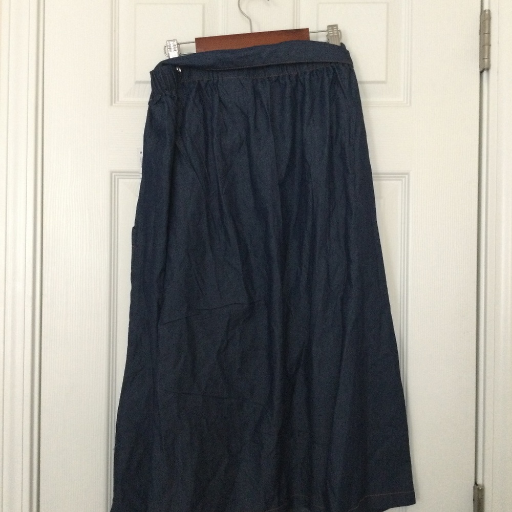 Dark denim midi skirt